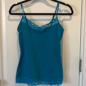 Teal Express sweater and matching tank top